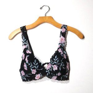 Victoria Secret PINK Lace Bralette Floral Pattern Women's Size Large